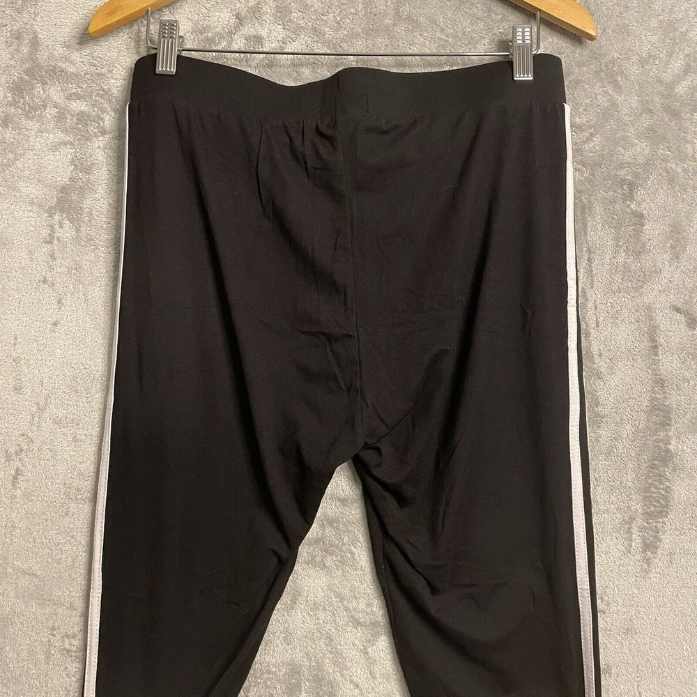 Feathers Women's 1X Spandex Blend Sweat Pants Black With‎ White Stripe